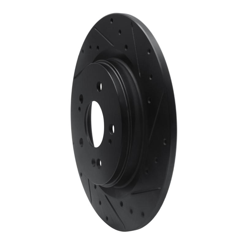 Honda Odyssey Brake Rotor (1) - Rear Right - R1 Concepts - Drilled & Slotted - Black - `18-`25